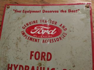 1950s Vintage Ford Tractor Hydraulic Oil Metal Sign Farm Truck Old Dealer