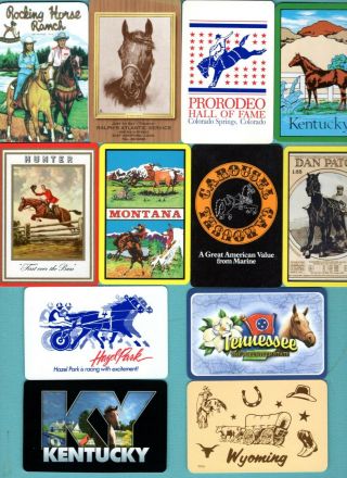12 Single Swap Playing Cards Horses On Ads & Souvenirs A Couple Vintage