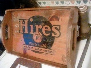 Vintage Hires R - J Real Juices Root Beer Wooden Serving Trey