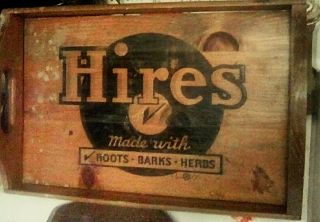 Vintage Hires R - J Real Juices Root Beer wooden serving trey 2