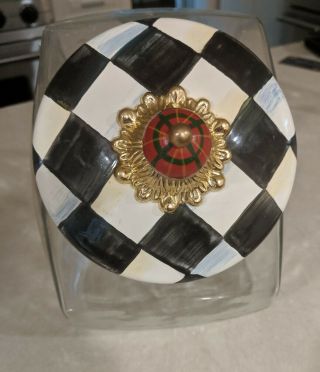 MacKenzie Childs Cookie Jar With Courtly Check Enamel Lid 2