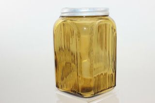 Sneath Amber Glass Tea Canister Hoosier Sellers Cupboard Canister Ribbed Glass 2
