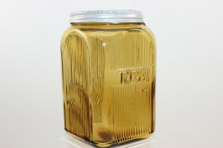 Sneath Amber Glass Tea Canister Hoosier Sellers Cupboard Canister Ribbed Glass 3