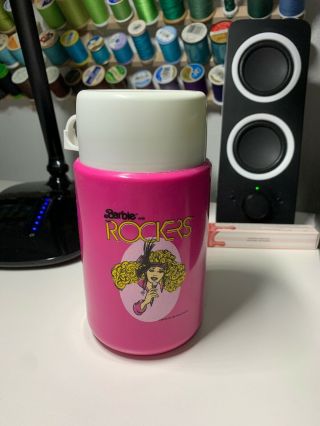 Vintage 1987 Mattel Barbie And The Rockers Pink Thermos