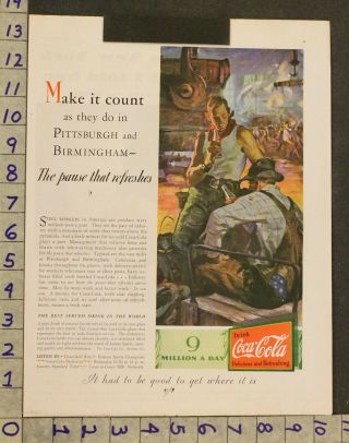 1930 Occupation Steel Mill Pittsburgh Birmingham Coca - Cola Pop Bottle Adsl98