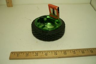 Vintage Rubber Tire & Green Glass Hub Ashtray Goodyear 40 - 12 Match Holder