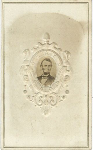 1865 Cdv Photograph Of Abraham Lincoln Inside An Embossed Frame