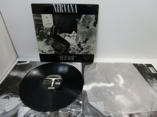 Nirvana " Bleach " Vinyl Lp Record Poster Sub Pop Sp34 Vg,