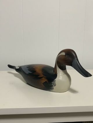 Vintage Pintail Duck Wood Carved Hand Painted Decorative Decoy Glass Eyes 15”