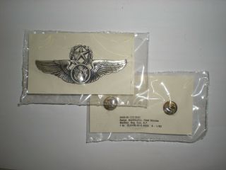 Usaf Master Aircrew Wings Badge - Full Size - Silver Oxidized - On Card