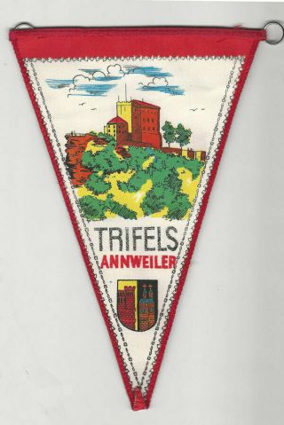 1960’s Retro European City Pennant Flag Germany - Burg Trifels Bei Annweiler