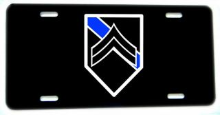 Corporal Aluminum License Plate - Police Rank Insignia