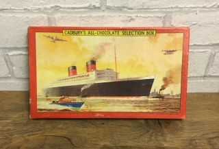 Vintage Cunard White Star Line Rms Queen Elizabeth Cadburys Chocolate Box
