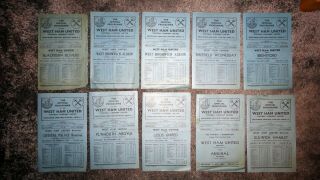 10 Vintage West Ham Programmes Late 1940`s - 6 Div Ii & 2 Fa Cup & 2 Football C