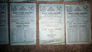 10 Vintage West Ham programmes late 1940`s - 6 Div II & 2 FA Cup & 2 Football C 2