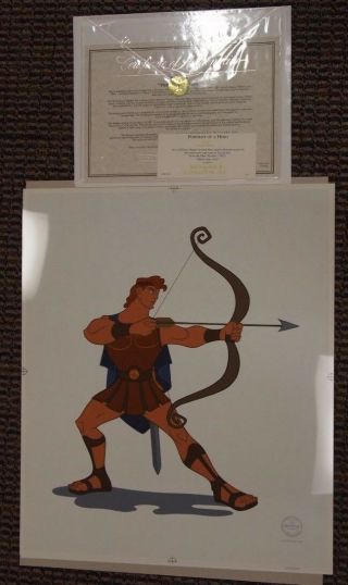 S/o Disney Portrait Of A Hero Hercules Limited Edition Sericel W/ Cert Uf