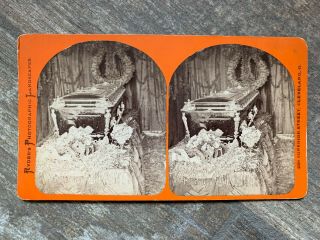 Cleveland Ohio Stereoview President Garfield Lying In State By Ryder 1881