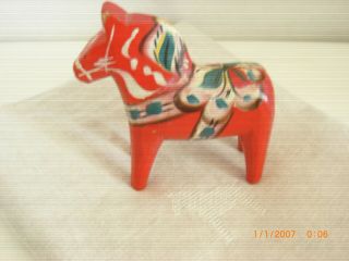 Wooden Red Orange Hand Crafted Painted Dala Horse,  Pillow Case With Dala Motif