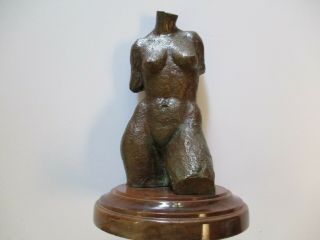 Signed Vintage Nude Bronze Metal Sculpture Female Torso Woman Women Statue Art