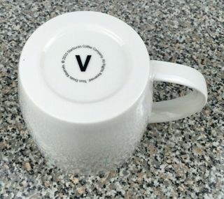 STARBUCKS White V Venti 20 oz Coffee Mug Embossed Siren 2010 Mermaid Logo 2