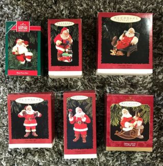 6 Hallmark Keepsake Ornaments Coca - Cola Santa 1992 - 1997 Boxes With Tags