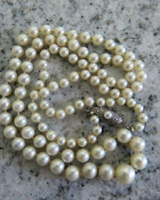 Vintage Mikimoto Sterling Akoya Pearl Necklace 20 " 4 Mm - 7.  15 Mm 13.  8 Grams