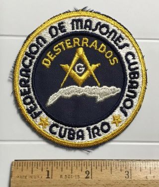 Federacion De Masones Cubanos Desterrados Masonic Masons Round Embroidered Patch