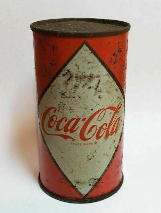 Vintage 12 Oz Flat Top Soda Can / Coca Cola Diamond Design / 1950 