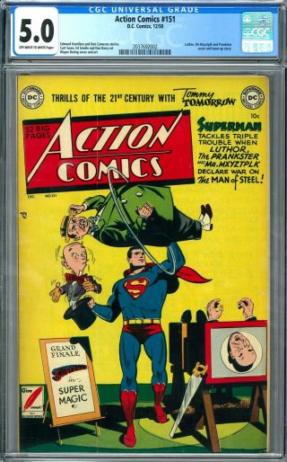 Action Comics 151 Cgc 5.  0 (ow - W) Lex Luthor & Mxyztplk Cover