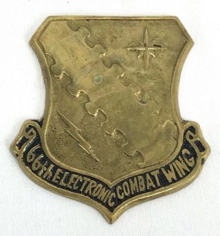 Us Air Force 66th Electronic Combat Wing Brass Plaque Emblem