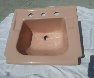 Vtg American Standard Mid Century Bathroom Sink Pink Dated 1955 Dresslyn Tile In