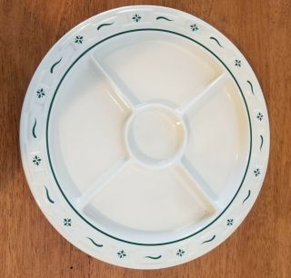 Longaberger Pottery Divided Relish Plate Woven Traditions Heritage Green,  Usa