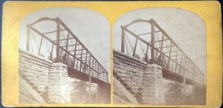 1870s Ohio Mississippi Railroad Bridge Indiana Stereoview By Sweeny Nr