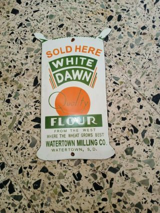 Porcelain White Dawn Flour Enamel Sign Size 9 " X 3.  5 " Inche