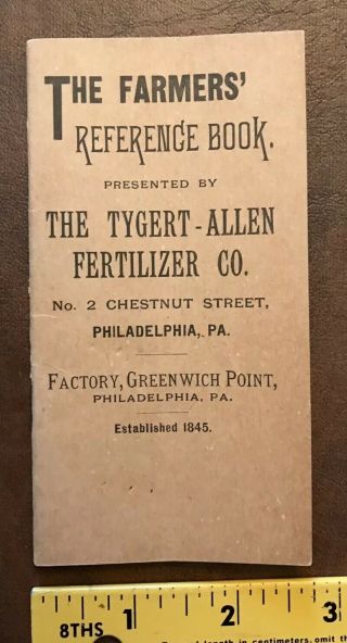 Antique 1897 Farmers Reference Booklet - Tygert Allen Fertilizer Company