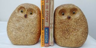 Vintage Mid Century Hand Made Owl Bookends From Japan