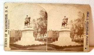 General James B.  Mcpherson Statue Stereoview Photo,  Washington D.  C.  1880s