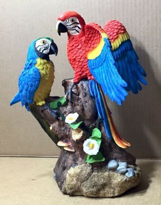 Ceramic Macaw Parrots On Tree Tropical Decor Made In China For Artmark Chicago