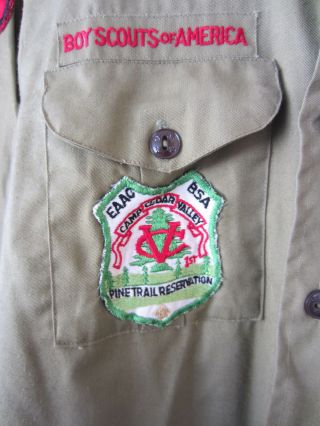 vintage Boy Scouts BSA youth shirt 14 - 16 patches Cedar Valley Pine Trail EAAC 2