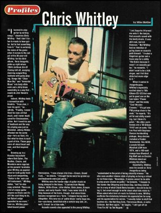 Chris Whitley With Gibson Es - 125 Guitar 1997 Profile 8 X 11 Pin - Up Article Photo