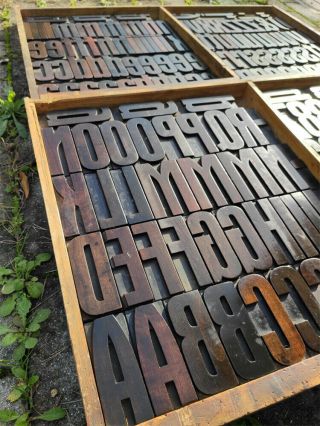 Vintage Deco Letterpress Wood Type Alphabet 112mm Printing Blocks Wooden Letters