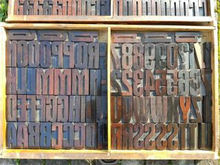 Vintage Deco Letterpress wood type alphabet 112mm printing blocks wooden letters 3