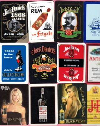 12 Single Swap Playing Cards Liquor Jack Daniels Whiskey Jim Beam Pinup Old Crow