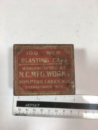 M.  C.  Mfg Blasting Cap Tin W Inspection Slip