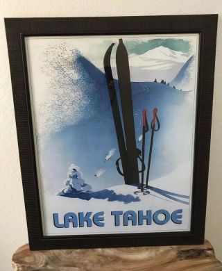 Pottery Barn Framed Lake Tahoe Vintage Ski Poster