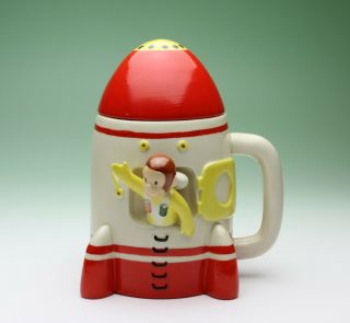 Curious George Rocket Ship Ceramic Lidded Mug Universal Studios Japan No Defect