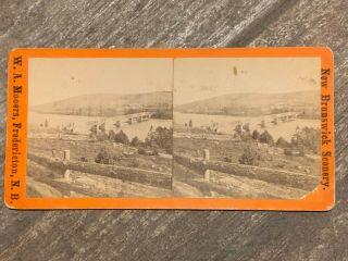 Canada Stereoview St John Brunswick Bridge At St.  Johns River By Mooers 1870