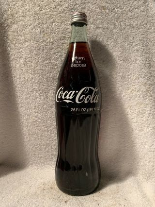 Full 26oz Coca - Cola Acl Soda Bottle Rochester,  Ny Screw Cap