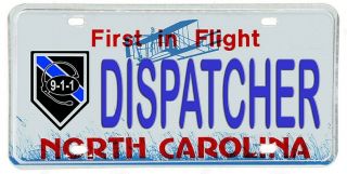 North Carolina Police Sheriff Novelty License Plate - 911 Radio Dispatcher