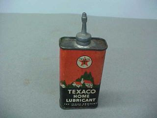 Vintage Texaco Home Lubricant Handy Oiler Can (full) Lead Top & Cap